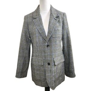 Alex Mill Cecilie Blazer Womens Small Black & Blue Plaid Luxury Country Jacket